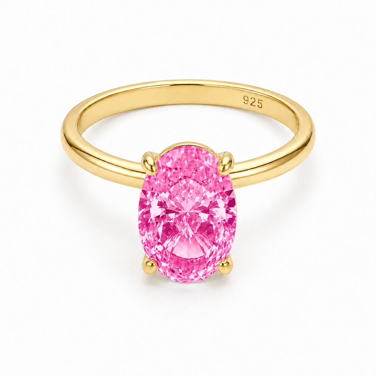 Rosa eisgeschliffener ovaler Zirkonia-Solitärring – GJR169
