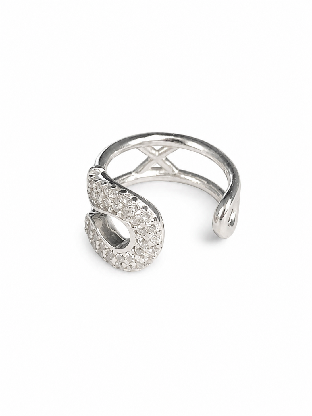 Classic Two-Tone Statement Ear Cuff GJEAR024 925 sterling silver wholesale jewelry