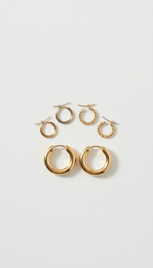 Gold-plated hoop earring multi-pack