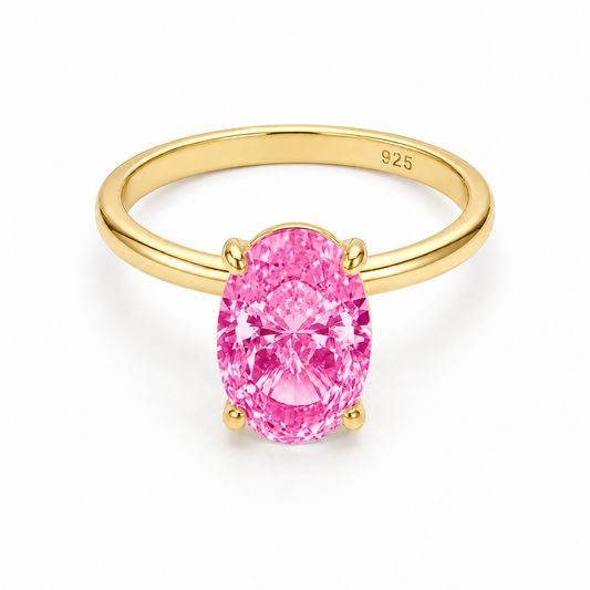Rosa eisgeschliffener ovaler Zirkonia-Solitärring – GJR169
