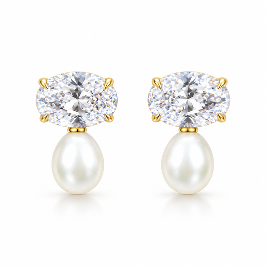 Oval Pearl Earrings – GJE215