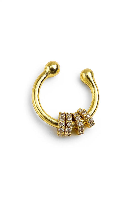 Sleek Two-Tone Sculptural Ear Cuff GJEAR031 925 sterling silver wholesale jewelry