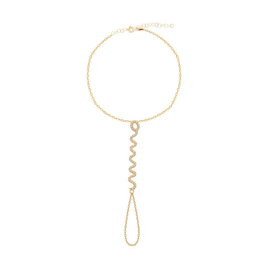 Classic Curved Pavé Hand Chain GJHJ041 925 sterling silver wholesale jewelry